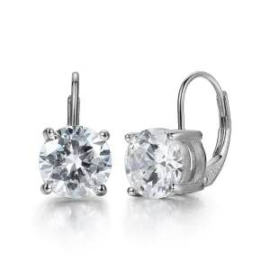 Reign Sterling Silver Rhodium Plated CZ Leverback Earrings