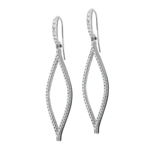 Reign Sterling Silver Rhodium Plated CZ Marquise Shape Dangle Earrings