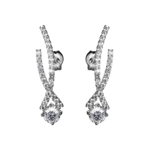 Reign Sterling Silver Rhodium Plated CZ Tulip Earrings
