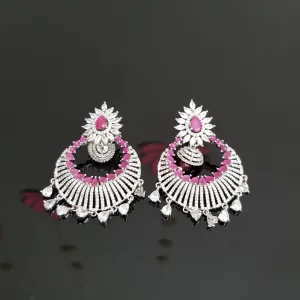 Reserved For Dharmishta Vekariya American Diamond Chandbalis With Silver Finish s171