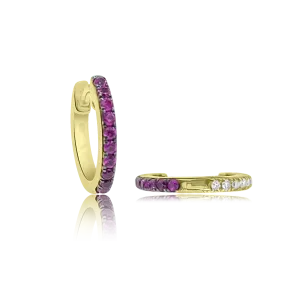 Reversible Diamond and Ruby Eternity Hoops