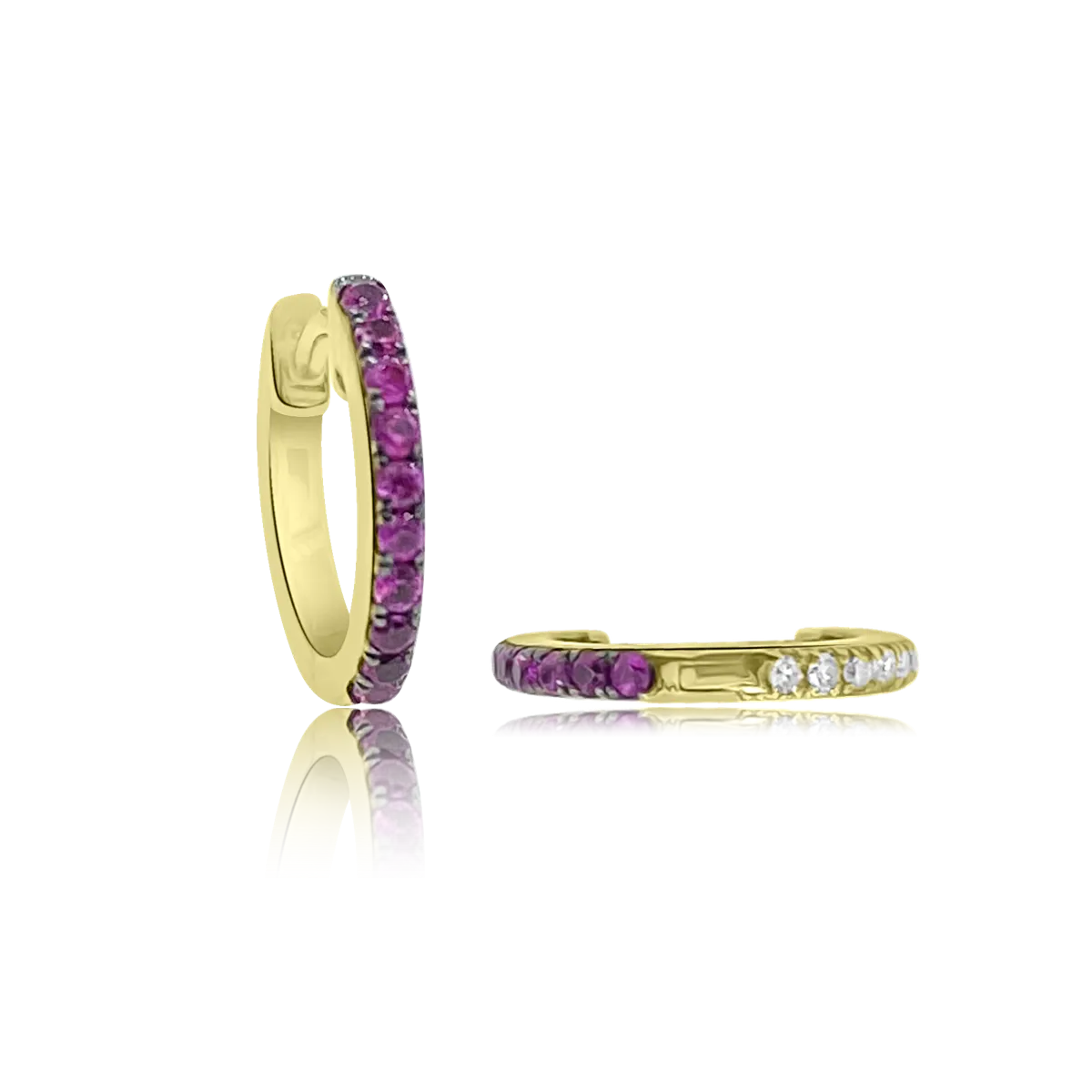 Reversible Diamond and Ruby Eternity Hoops
