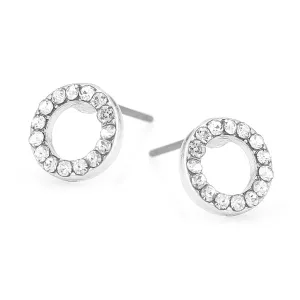 RHODIUM CRYSTAL ROUND STUD  EARRINGS #HNE87746RDCR