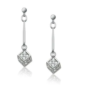 Rhodium White Metal Earrings with Top Grade Crystal - Clear, Dangle & Drop, Women, Under $5