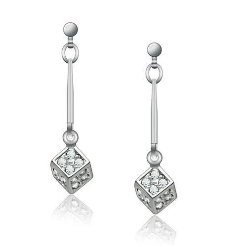 Rhodium White Metal Earrings with Top Grade Crystal - Clear, Dangle & Drop, Women, Under $5