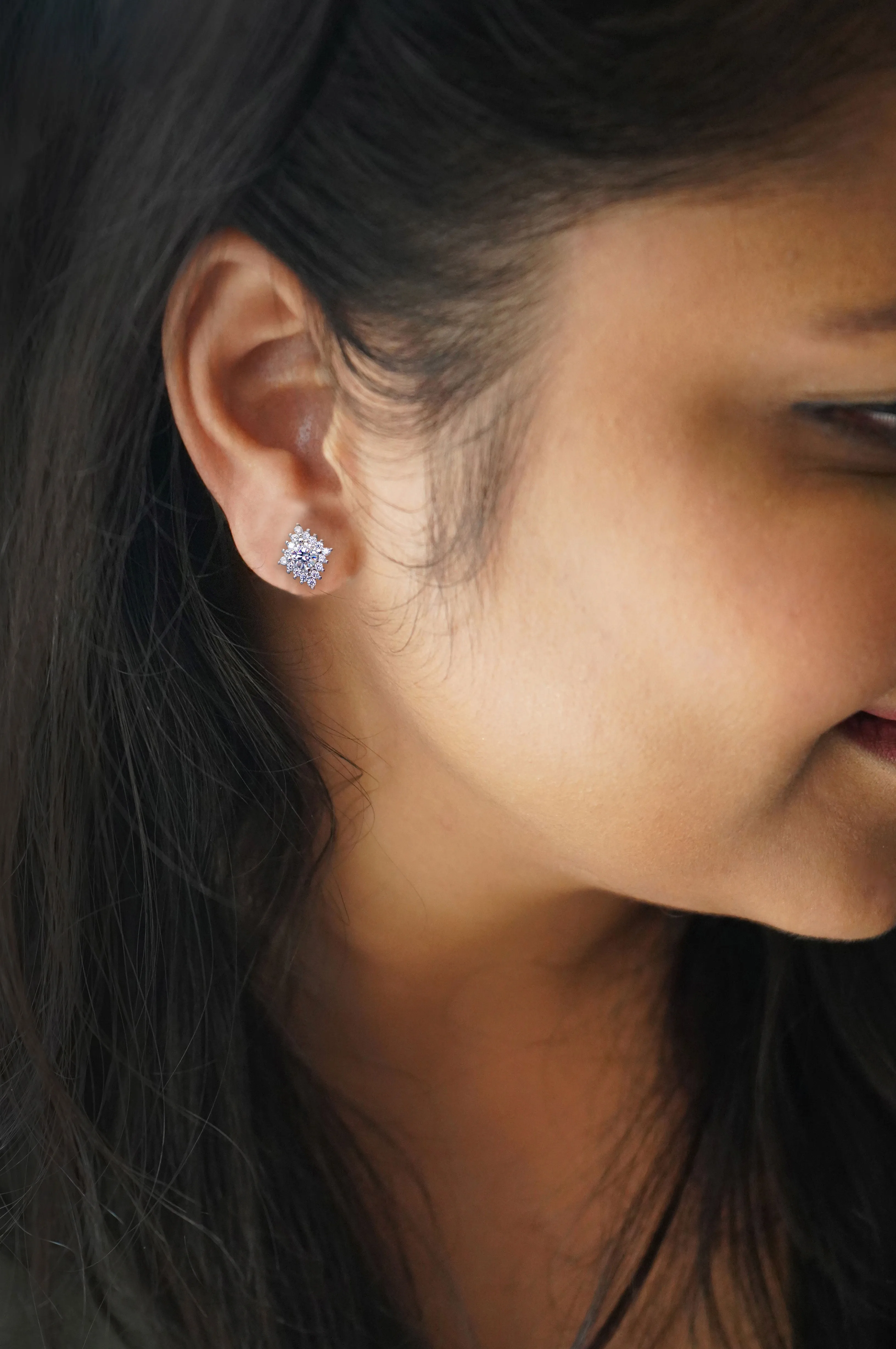 Rhombical Solitaire Sterling Silver Earrings