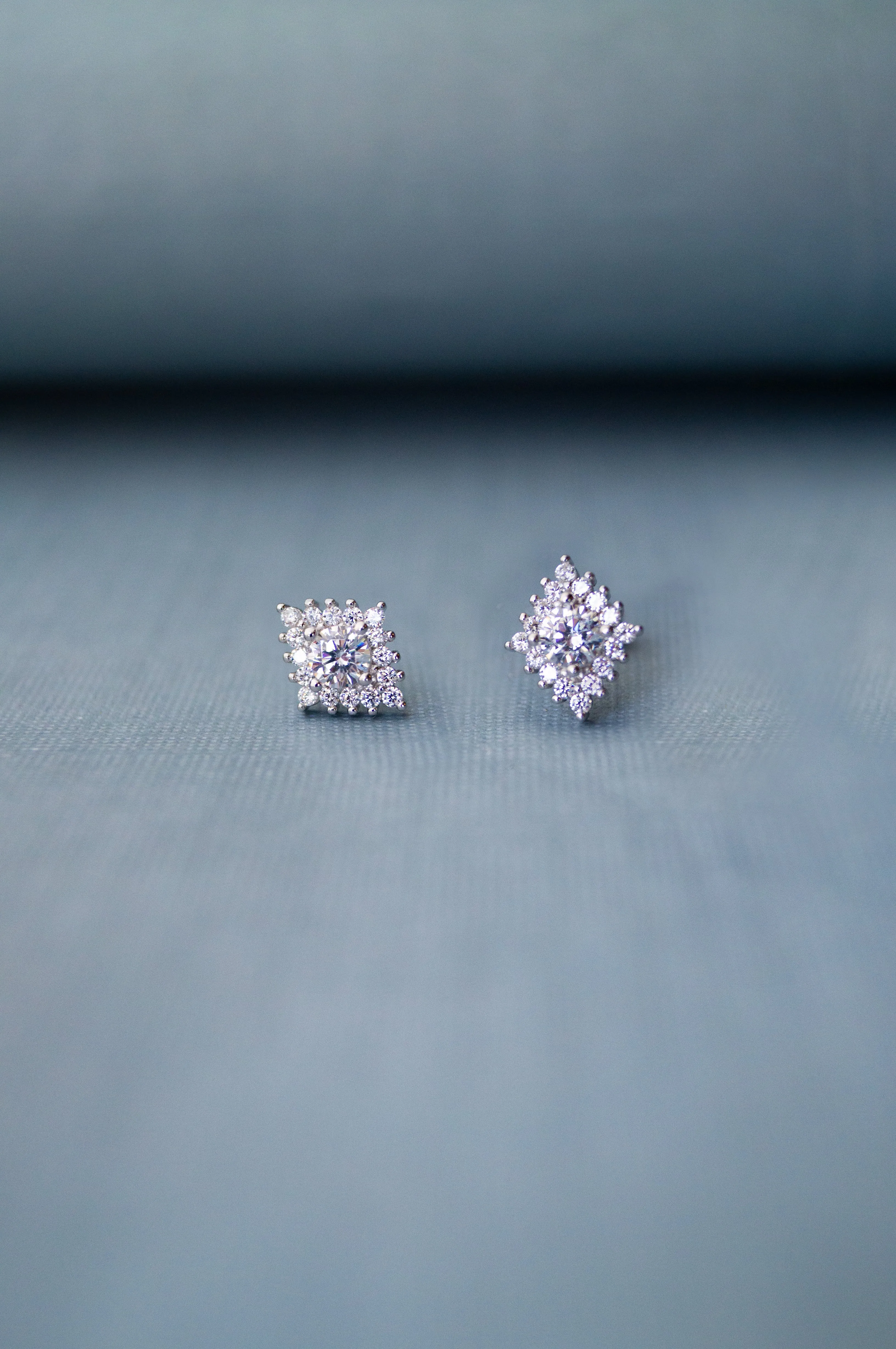 Rhombical Solitaire Sterling Silver Earrings