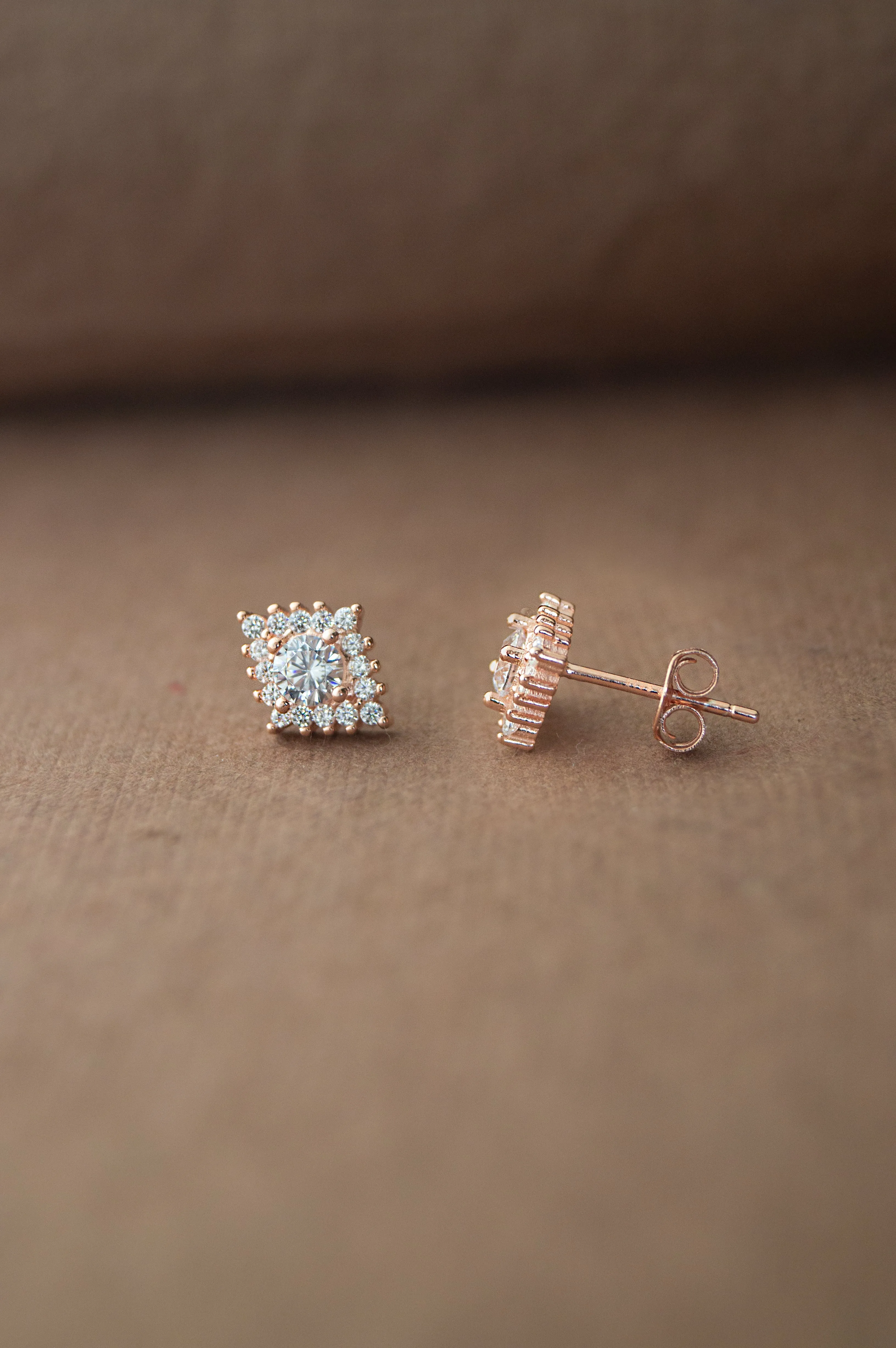 Rhombical Solitaire Sterling Silver Earrings