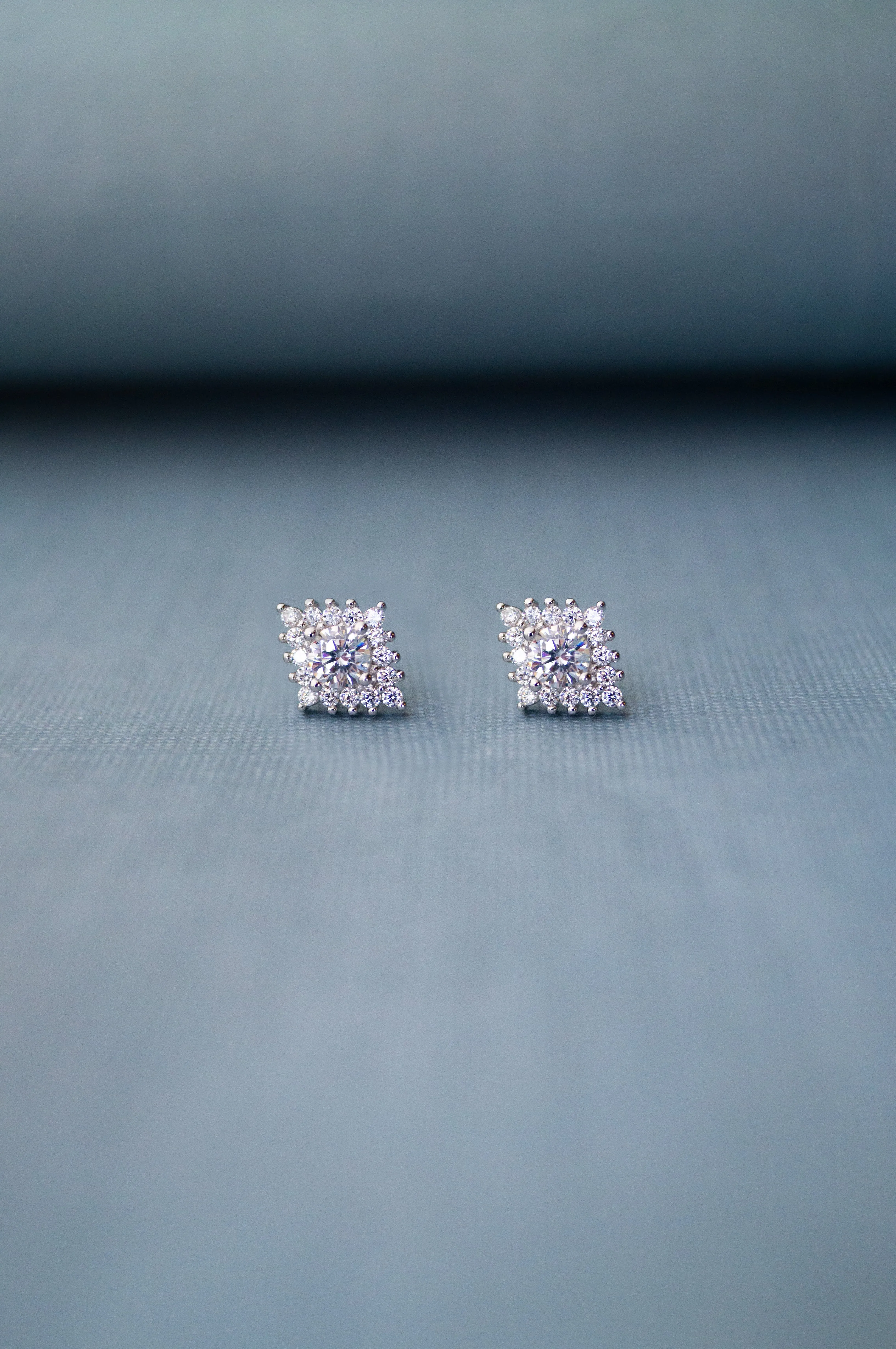 Rhombical Solitaire Sterling Silver Earrings
