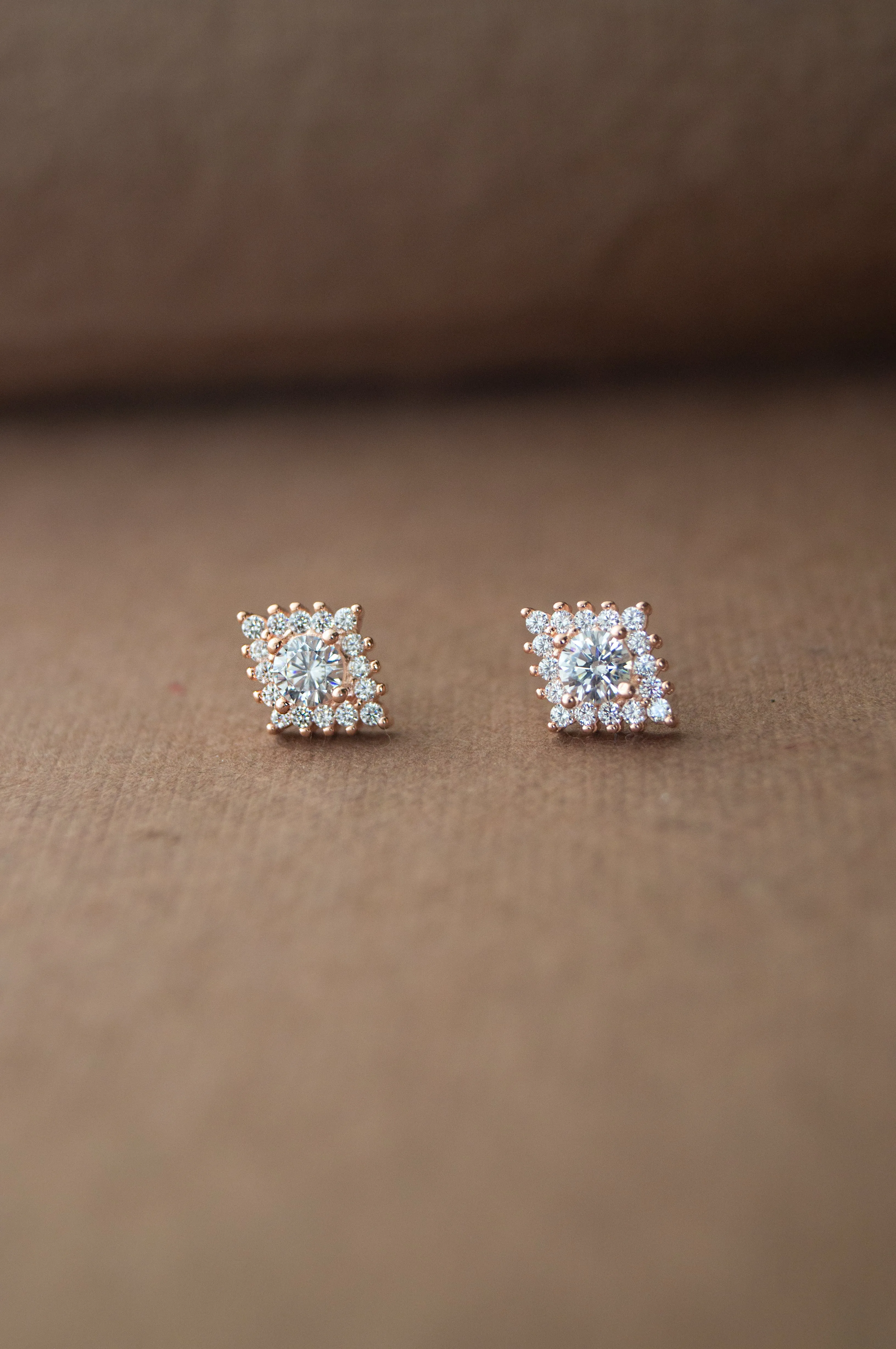 Rhombical Solitaire Sterling Silver Earrings