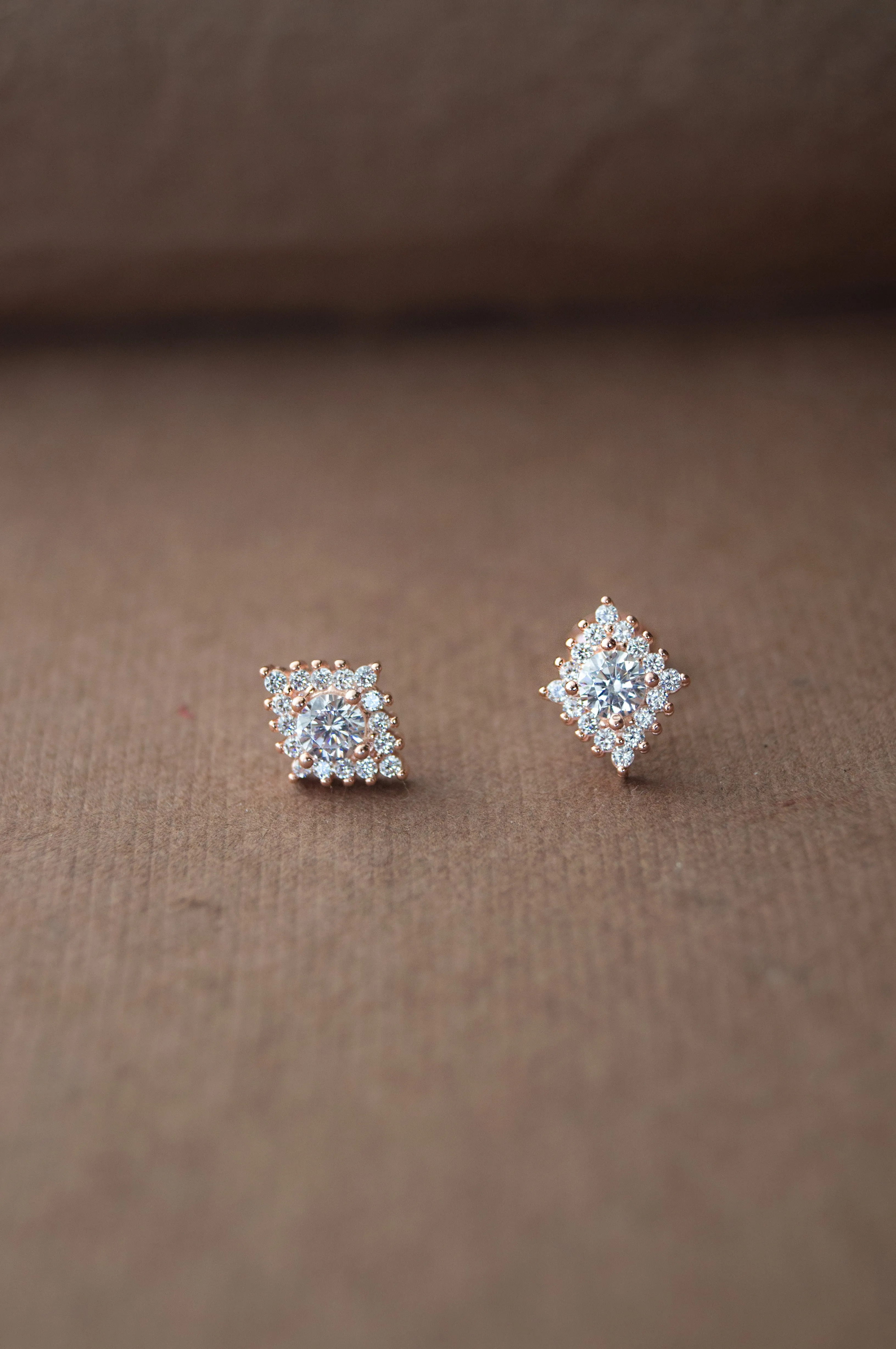 Rhombical Solitaire Sterling Silver Earrings
