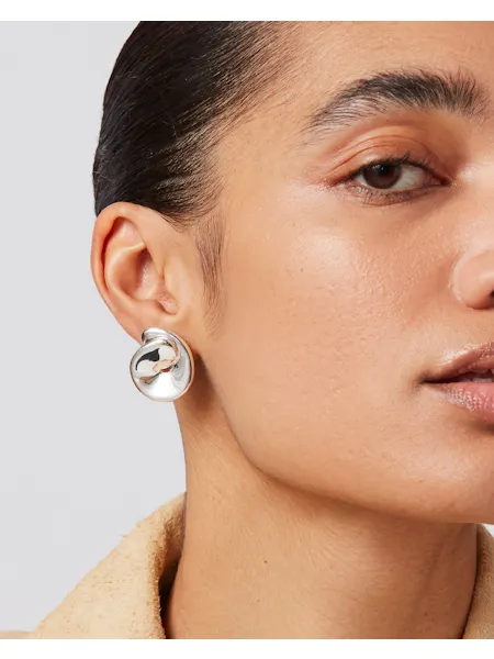 Rio Button Earrings | Silver