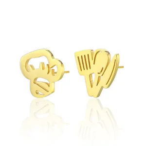 RIR Chef Stud Earrings Best Gift for Chef Stainless Steel Cook Jewelry Mismatched Stud Earrings For Men Women Gifts