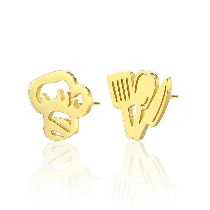RIR Chef Stud Earrings Best Gift for Chef Stainless Steel Cook Jewelry Mismatched Stud Earrings For Men Women Gifts