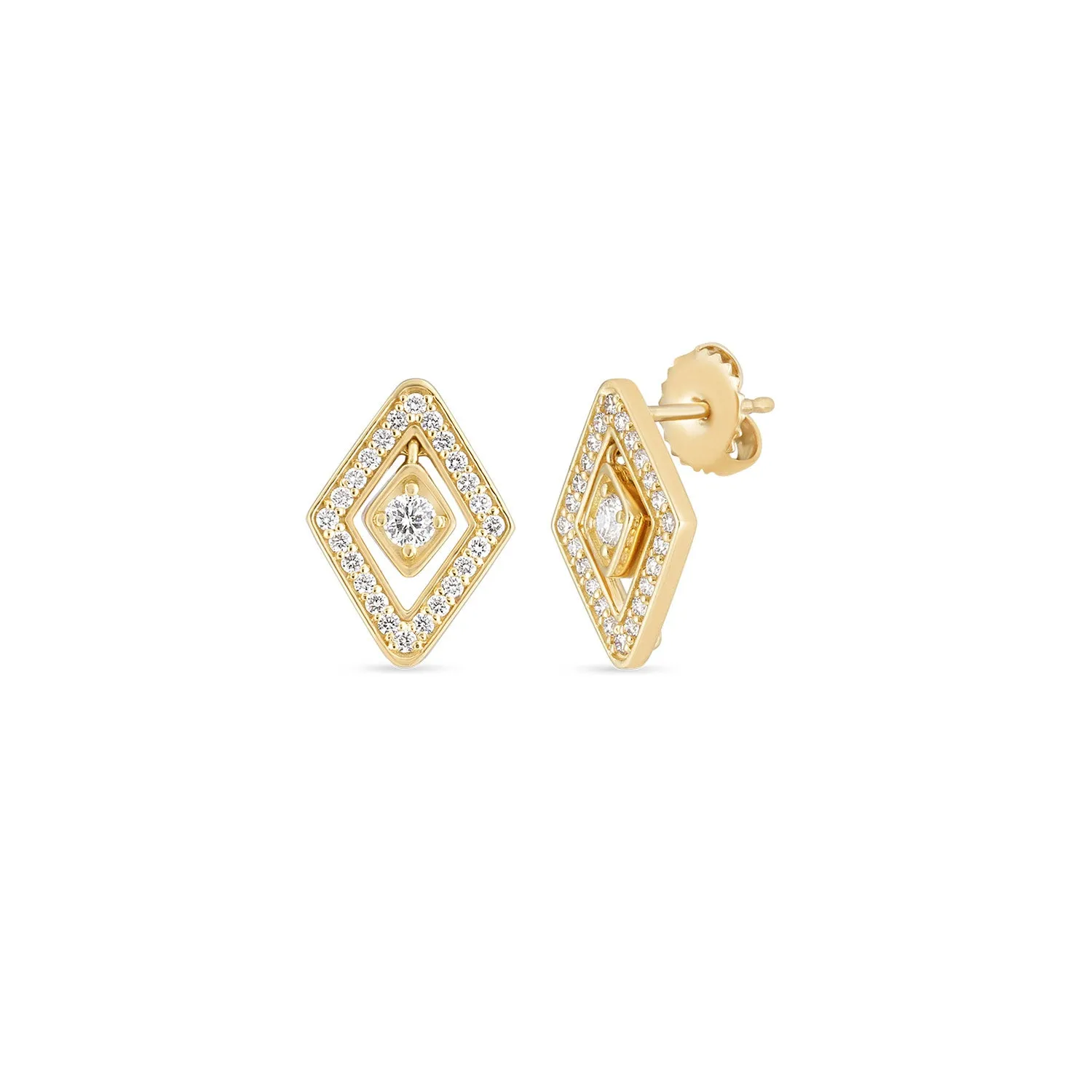 Roberto Coin 18k Yellow Gold Diamante Rectangular Diamond Fashion Earrings – 111481AYERX0