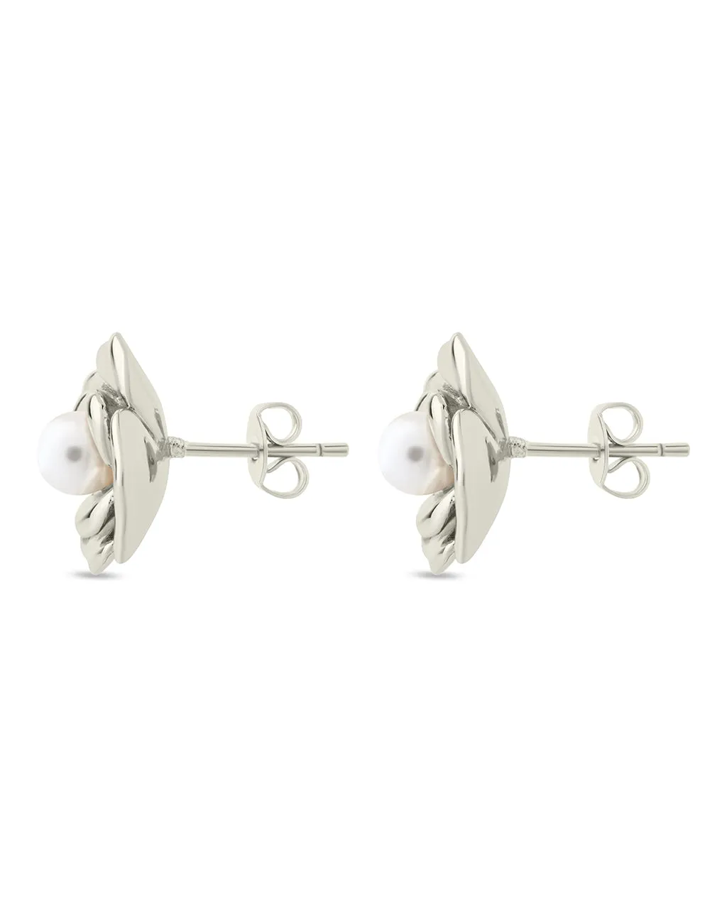 Rosa Pearl Flower Stud Earrings