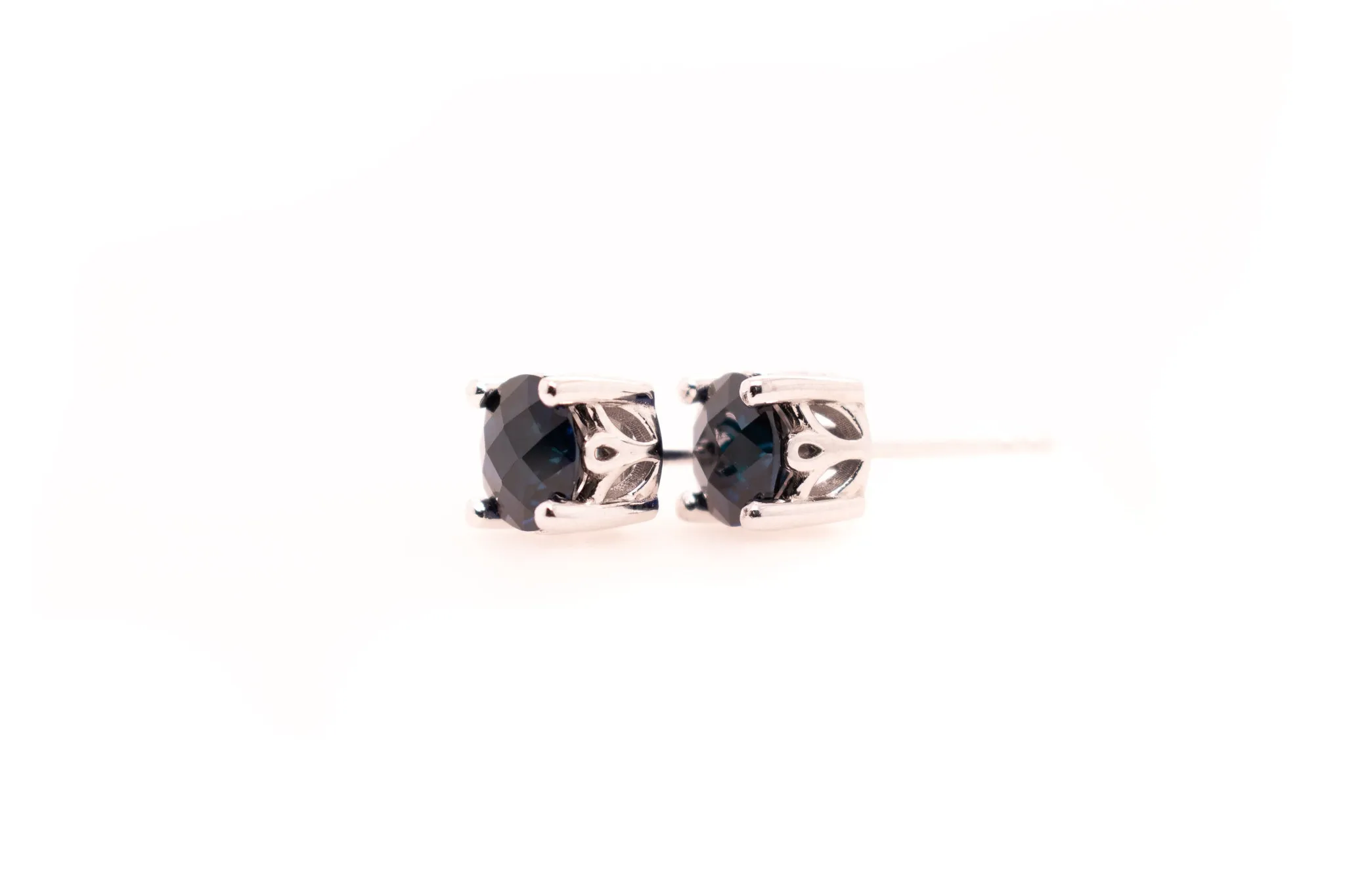 Round Cut Blue Sapphire Earrings