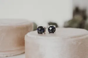Round Cut Blue Sapphire Earrings