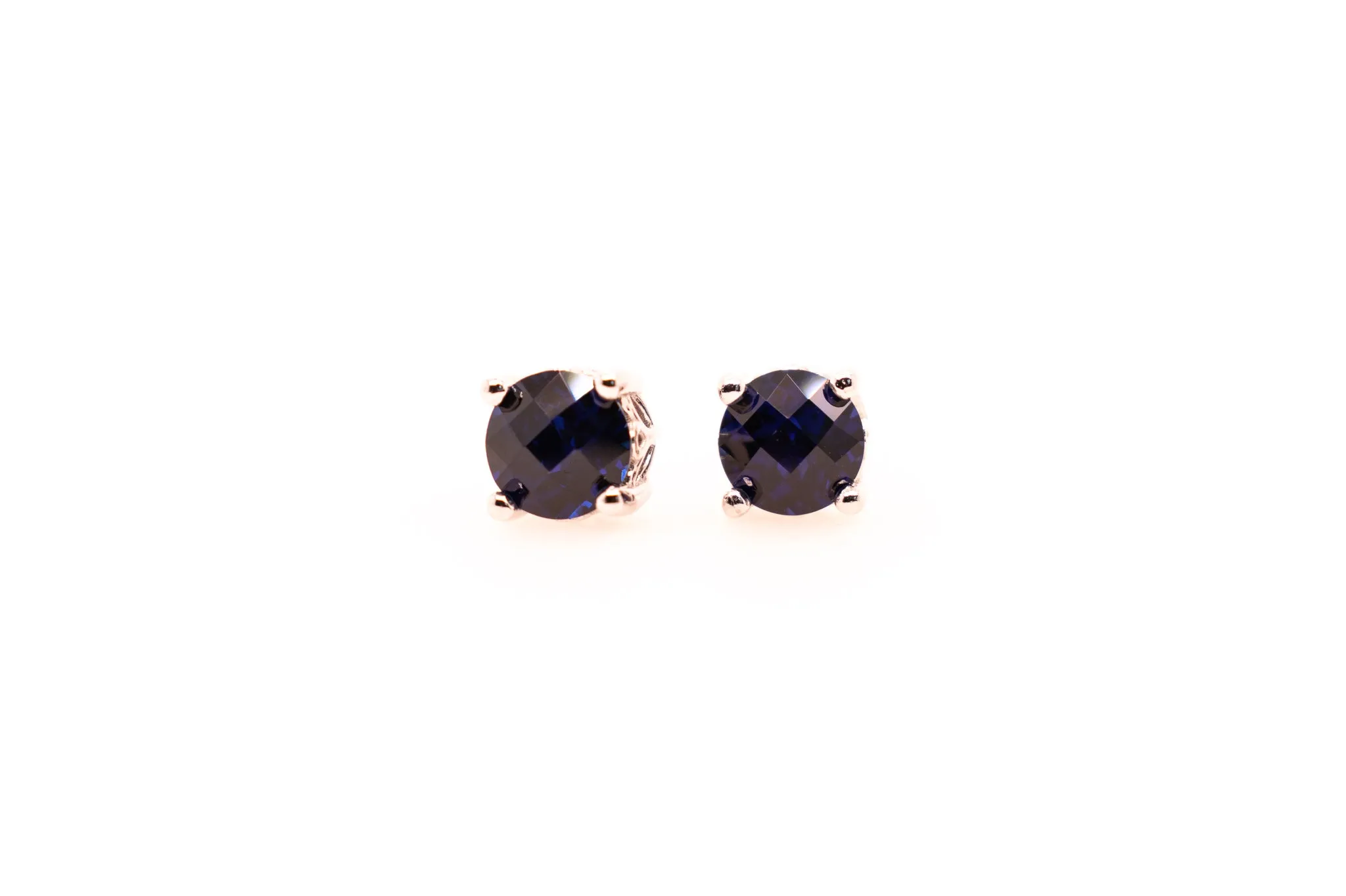 Round Cut Blue Sapphire Earrings