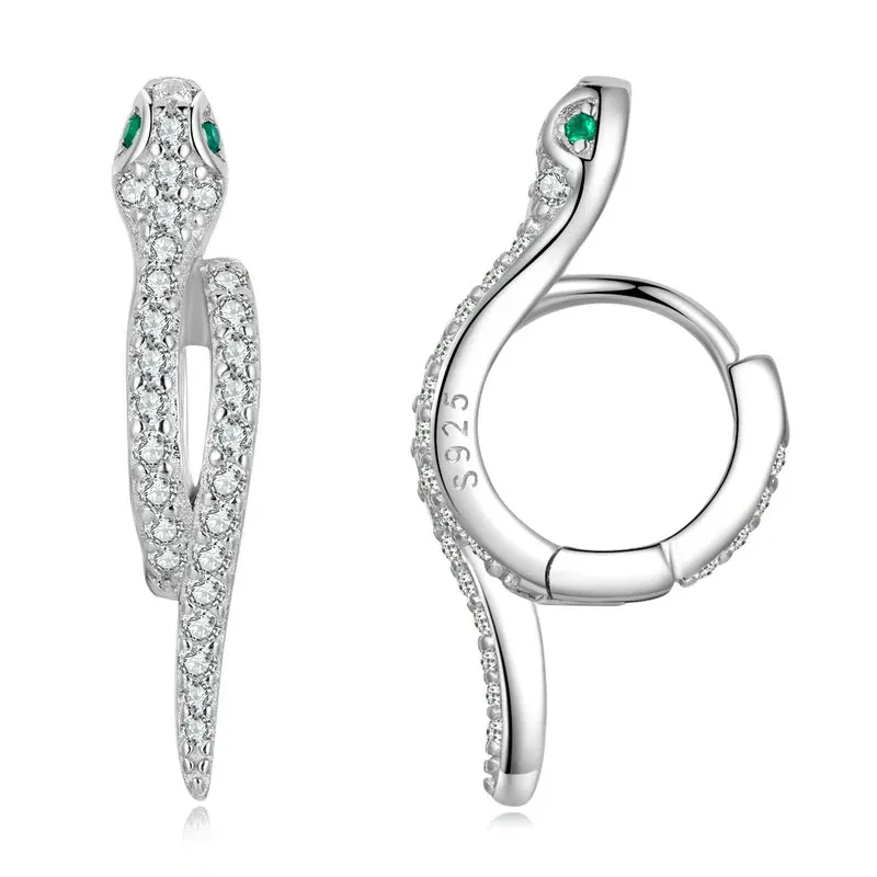 Round Diamond Snake Earrings