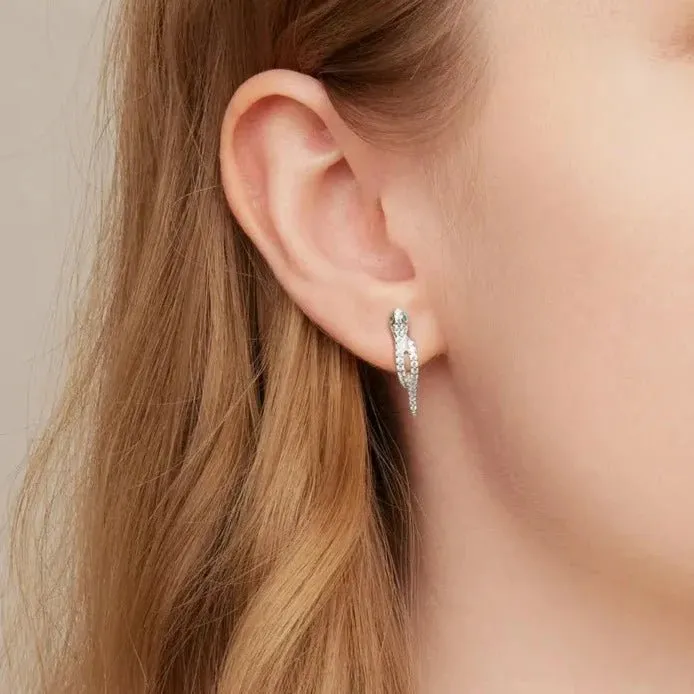 Round Diamond Snake Earrings