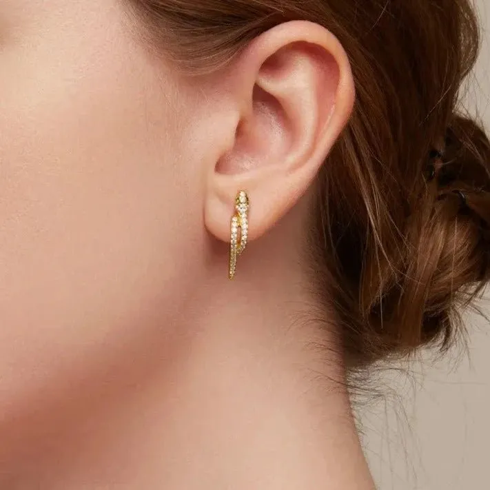 Round Diamond Snake Earrings