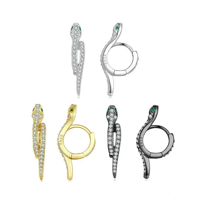 Round Diamond Snake Earrings
