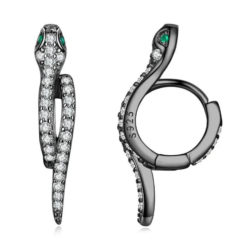 Round Diamond Snake Earrings