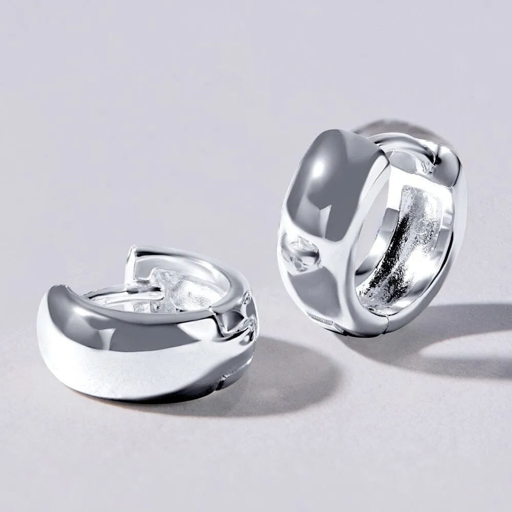Round Huggie Earrings in Sterling Silver