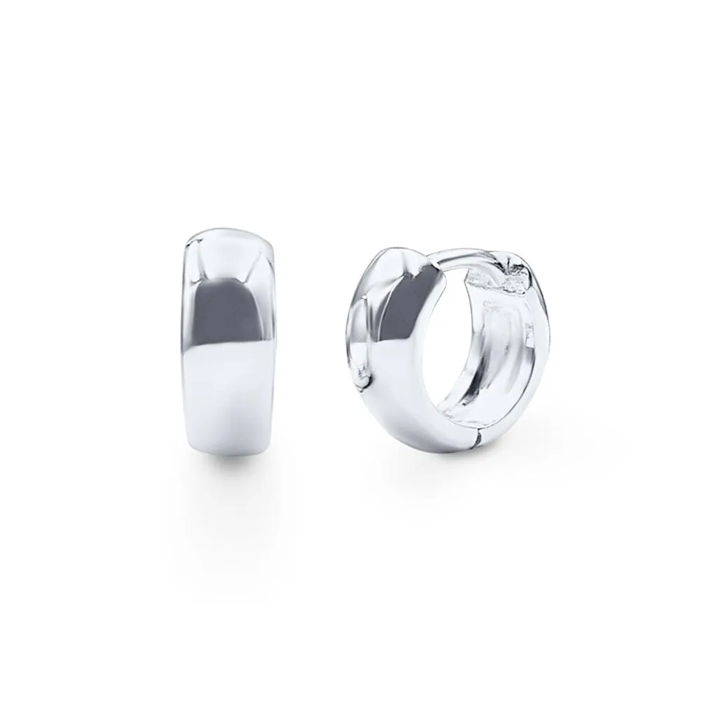 Round Huggie Earrings in Sterling Silver