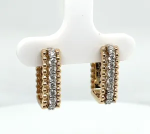 Round Medium Hoop Diamond Earrings in 14K Yellow Gold (.56ctw)