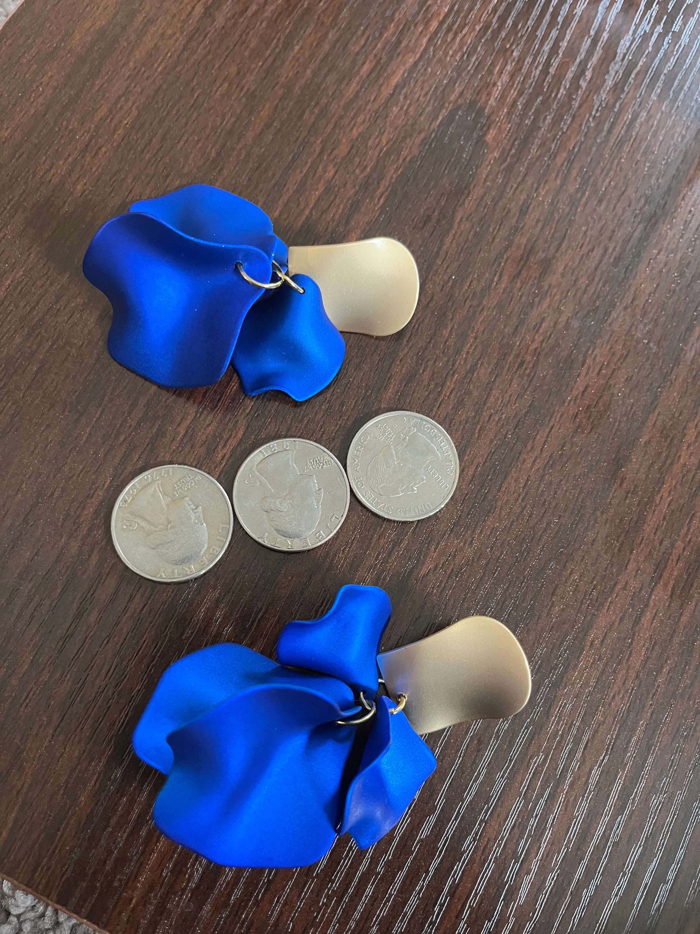 Royal blue earrings , blue petal earrings , blue flower earrings , long blue earrings , blue wedding earrings , large blue earrings