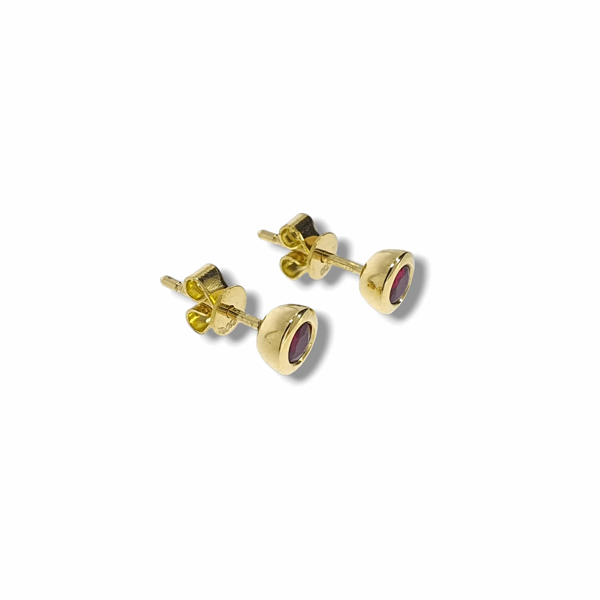 Rub-Over Set Ruby Stud Earrings