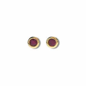 Rub-Over Set Ruby Stud Earrings