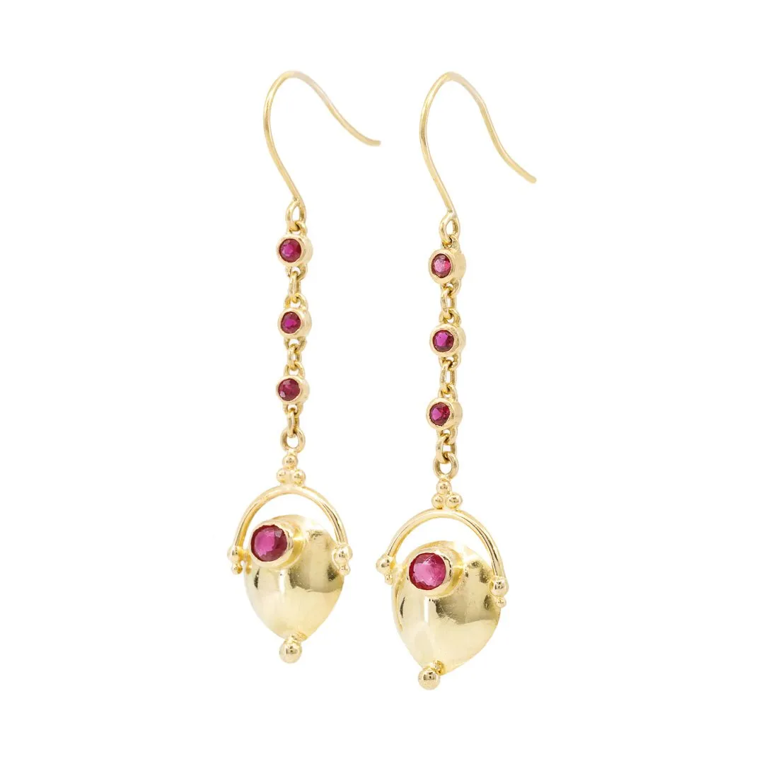 Ruby 5.36 carats Faceted 22K Handcrafted Gemstone Dangle Earrings