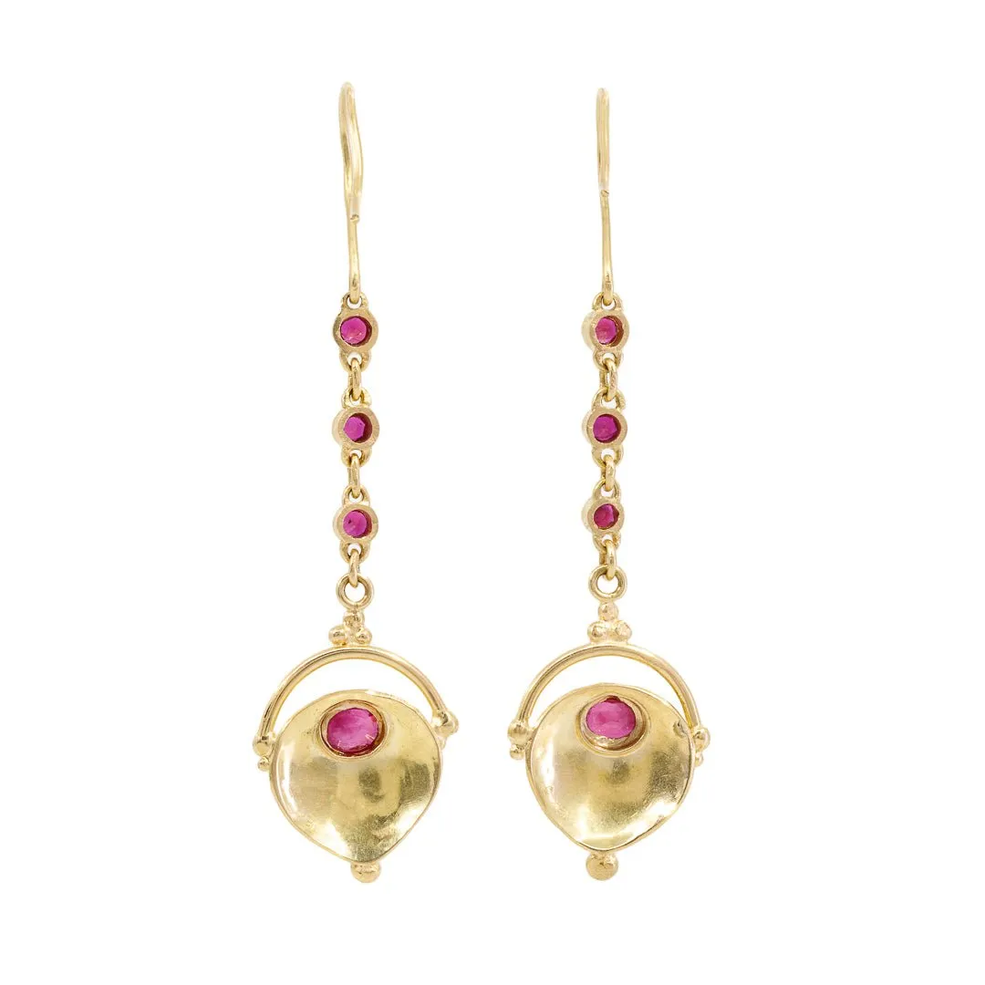Ruby 5.36 carats Faceted 22K Handcrafted Gemstone Dangle Earrings