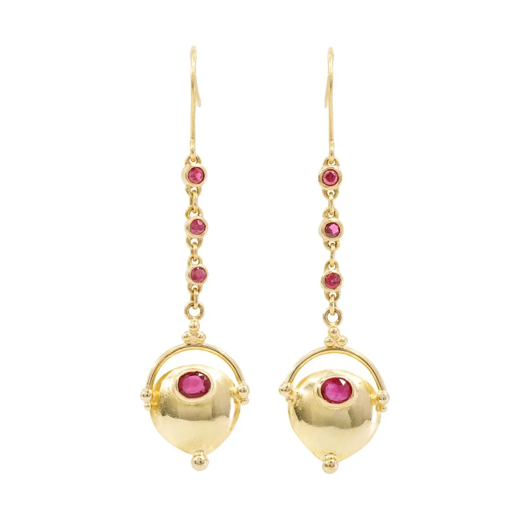 Ruby 5.36 carats Faceted 22K Handcrafted Gemstone Dangle Earrings