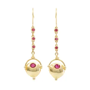 Ruby 5.36 carats Faceted 22K Handcrafted Gemstone Dangle Earrings