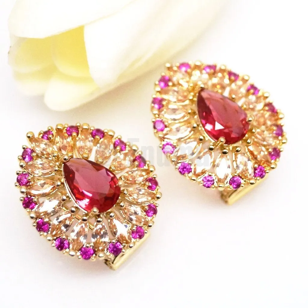 Ruby & Citrine Studs