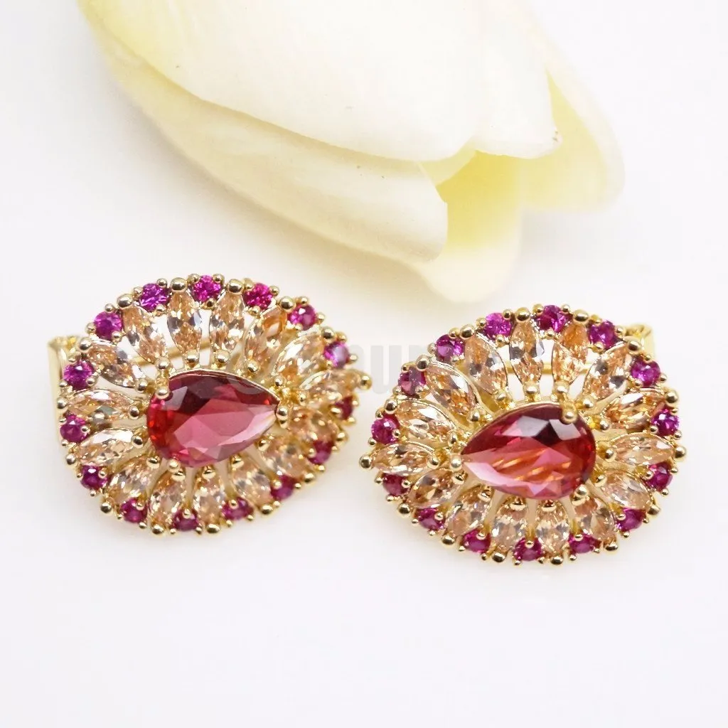 Ruby & Citrine Studs
