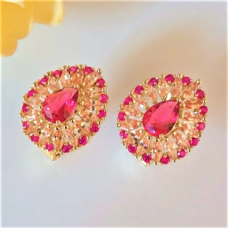 Ruby & Citrine Studs