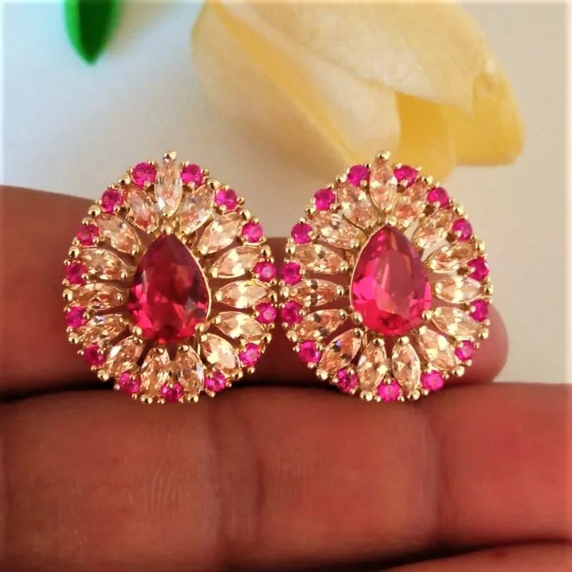 Ruby & Citrine Studs