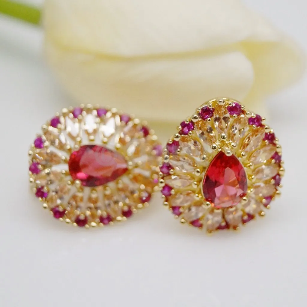 Ruby & Citrine Studs