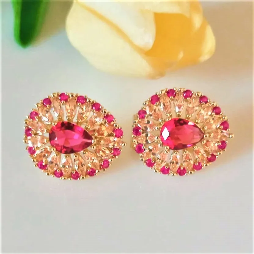 Ruby & Citrine Studs
