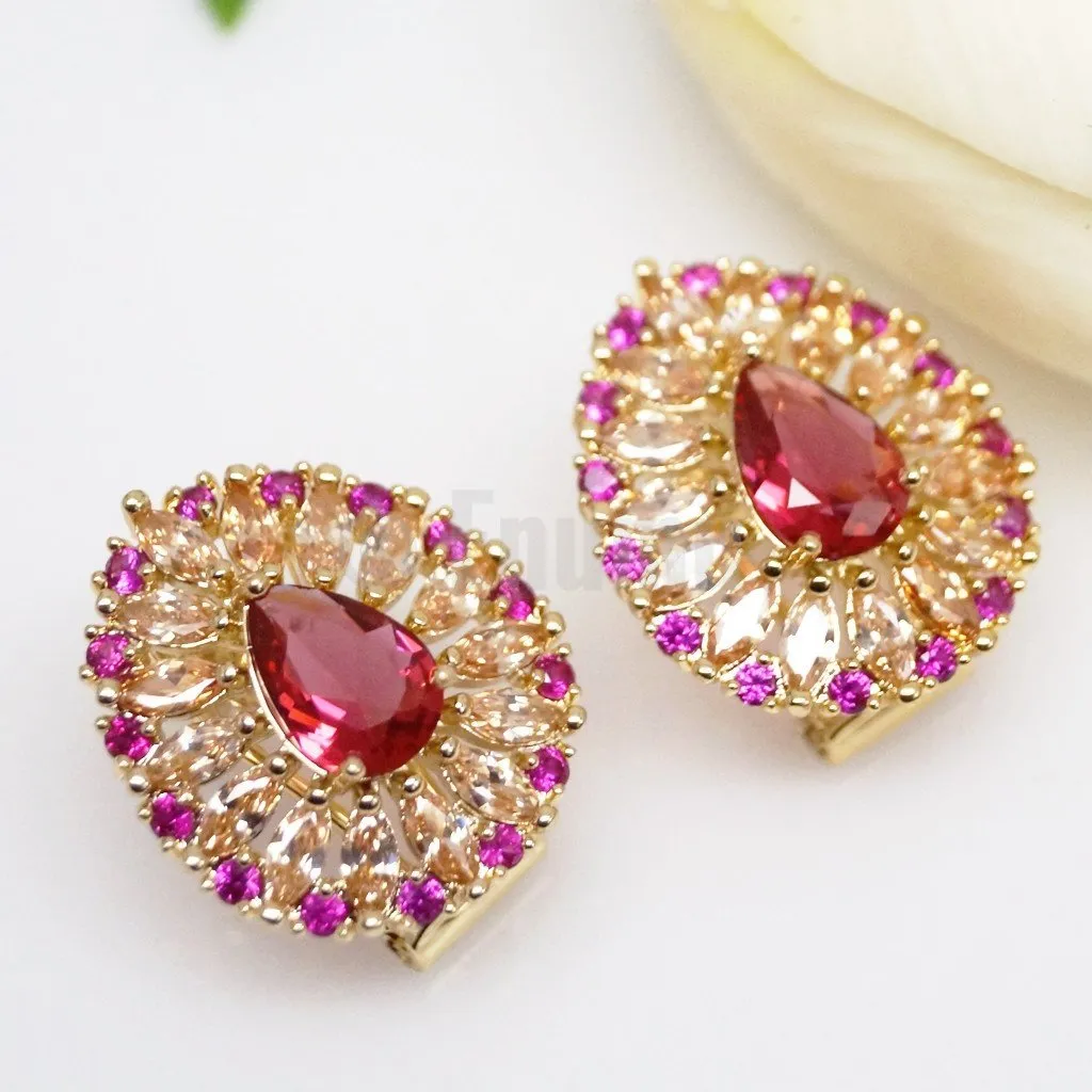 Ruby & Citrine Studs