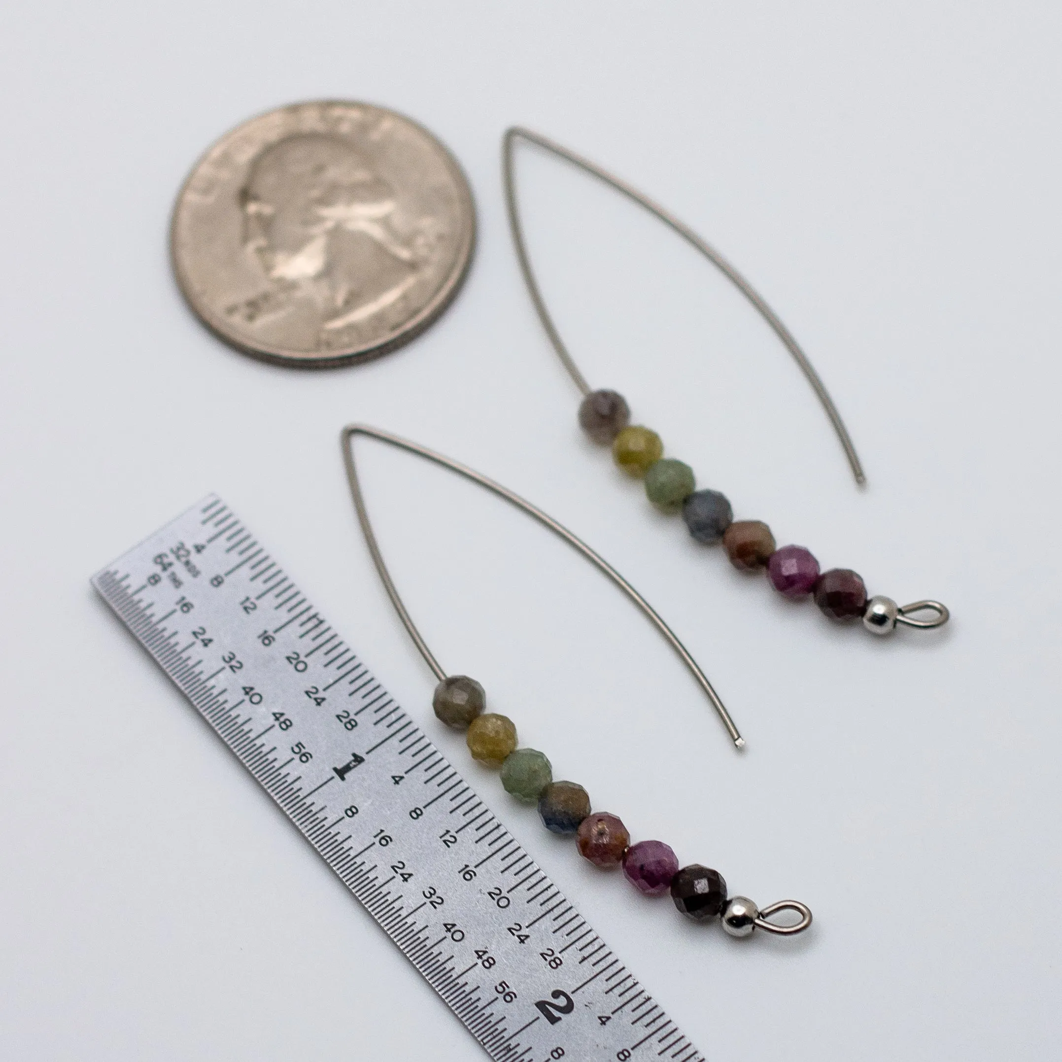 Ruby & Sapphire Wire Threader Earrings