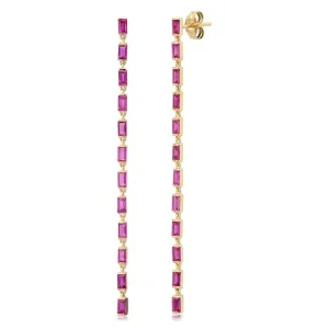 Ruby Baguette Link Earrings