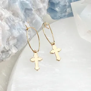 Ruby Cross Hoops