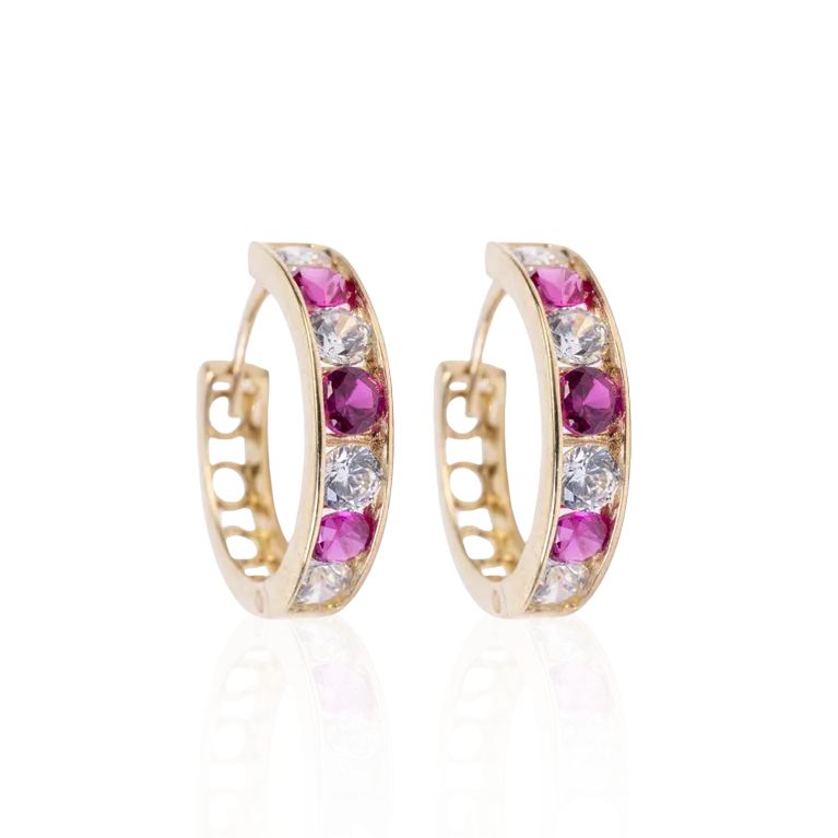 Ruby CZ Huggies Earrings
