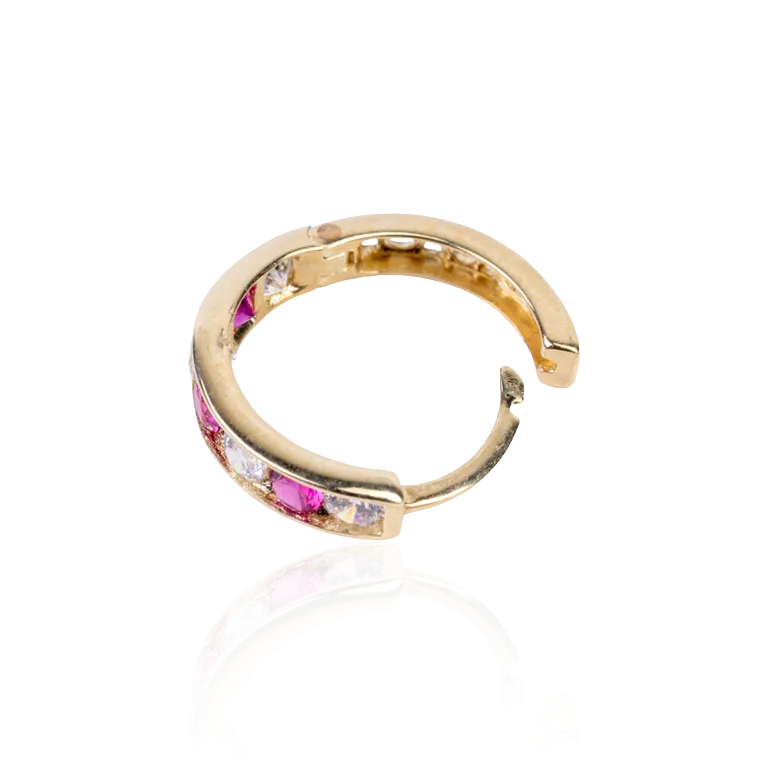 Ruby CZ Huggies Earrings
